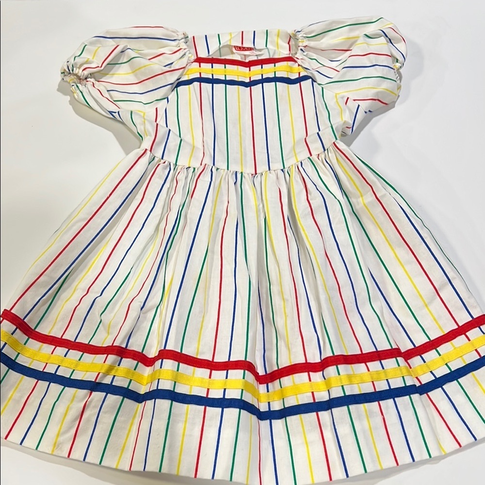 Love - vintage, 5, primary colors striped dress